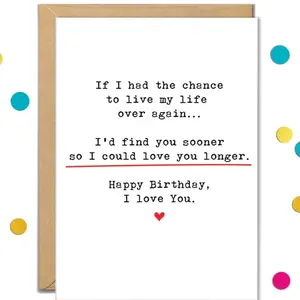 I Love You Birthday Card, Romantic Cards for Boyfriend, Girlfriend, Husband, Wife, 'Wish I Found You Sooner', Greeting Card with Envelope