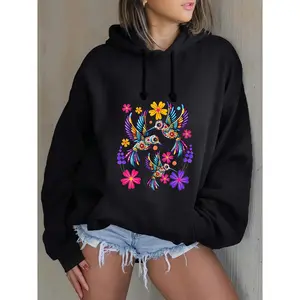 Bird Hummingbird Mexican Flowers Floral Nature Hoodie Sweatshirt
