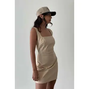 Woven Stitch Detail Mini Square Neck Dress