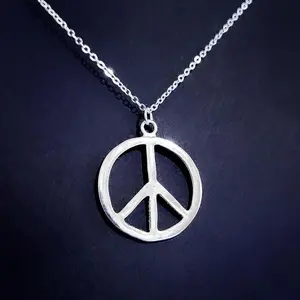 18" Silver Peace Pendant Necklace - 005