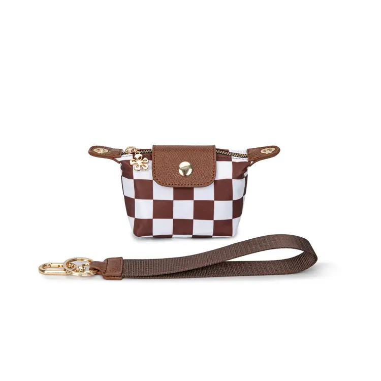 Korean Style Checkered Wristlet Pouch Purse for Women, Nylon Zip Around Mini Wallet with Detachable Strap, Holiday & Valentine's Day Gift, Fashionable Versatile Purse, Zip Around Wristlet