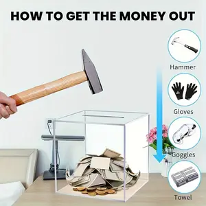 12*12*12cm/4.72*4.72*4.72inch Piggy Bank For Adults, Clear Acrylic Unopenable Bank, Savings Box Kids, Money  Adults Halloween/Thanksgiving Day/Christmas gift