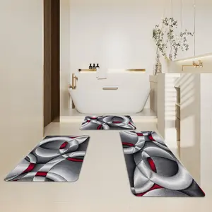 3pcs Kitchen Rug Set, Ring pattern, Easy to Clean, Suitable for Bedrooms, Living Rooms, Suitable for friends who like ring pattern,Christmas Home Decor
