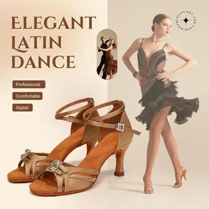 Women's Latin Ballroom Dance Shoes Satin Salsa Professiona Dance Shoes Suede Sole