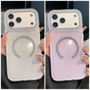 Transparent Glitter Rhinestone Camera Lens Protective Case For iPhone 17 Pro Max 17 Pro Air 16 Pro 15 + 14 13 With Magsafe Cover Accessories