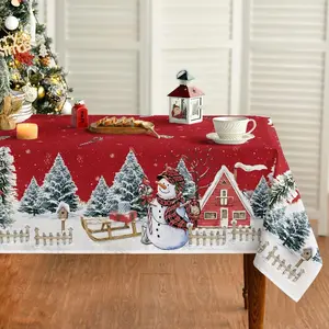 2D Flat Party Tablecloth 1pc, Christmas Tree Pattern, Ideal for Parties, Picnics, Dinner Decorations, No Power Required