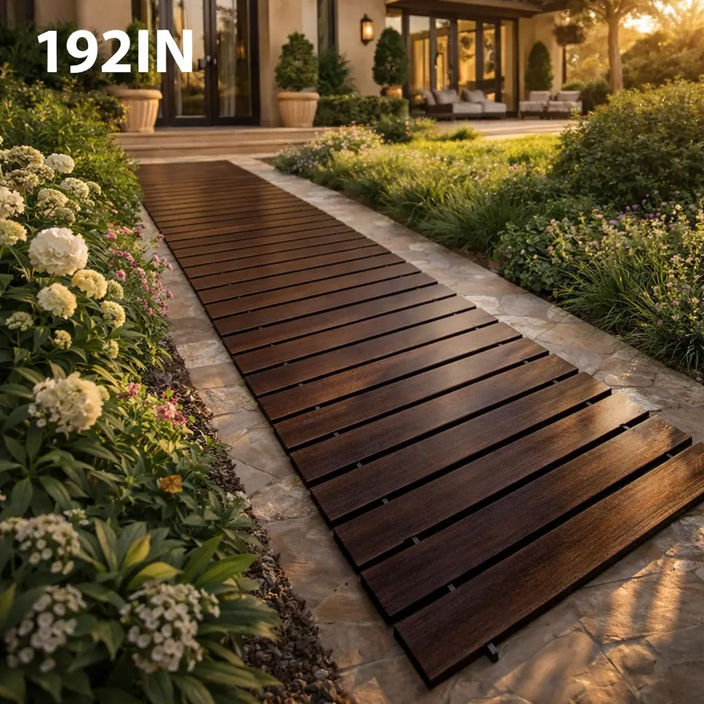 Wooden Garden Pathway Roll Out Walkway, Outdoor Wooden Garden Walkway for Backyard, Patio, Beach, Lawn and Wedding Party Decor