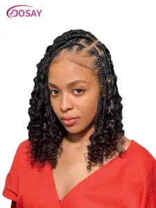 Ultra Lightweight Boho Braided Wig for Women - 12" Knotless Box Braids with Breathable synthetic Full lace wig