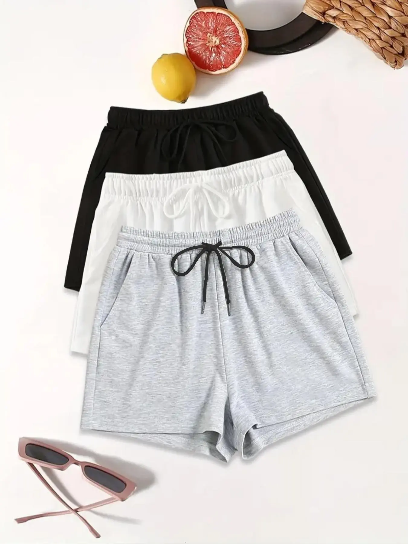 Women's Checkerboard Print Adjustable Drawstring Waist Shorts, Womenswear, Chic Casual Style Pocket Shorts for Summer, Loose-Fitting Summer Bottoms for Daily Wear Everyday, Checkered Casual Shorts