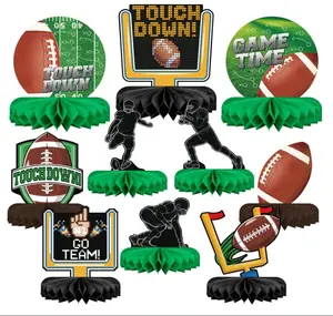 10PCS Football Party Decorations Football Table Centerpiece Football Honeycomb Centerpieces Table Toppers for Football Birthday Party Football Gameday Tailgate Party Supplies