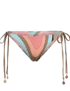 L'AGENCE Britt Tie-Side Bikini Bottom in Multi Abstract Swirl