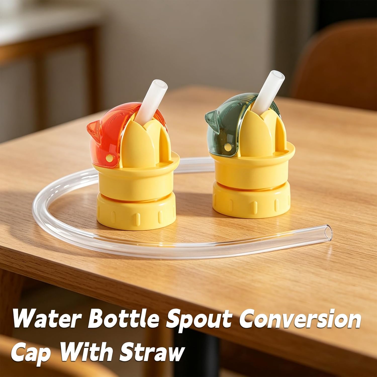 Reusable Children's Drink Bottle Straw Lid - 2-in-1 Washable Portable Spill-Proof Twist Cover Cap, Water Bottle Spout Adapter