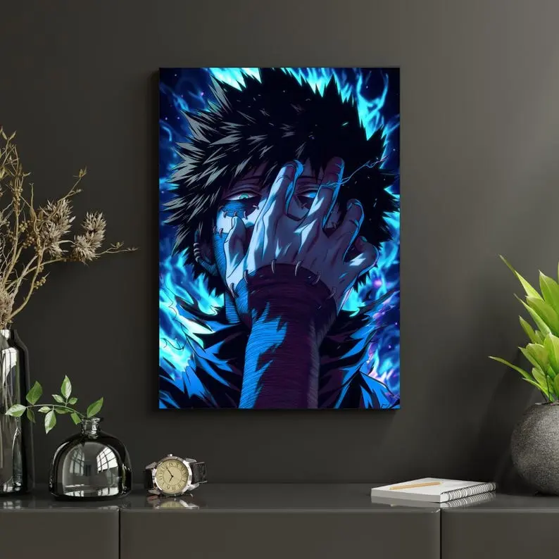 My Hero Academia Dabi Wall Poster - Artistic Blue Flames High-Res Photo Print, Fade-Proof Plastic Home Decor Decoration for Anime Fans' Rooms