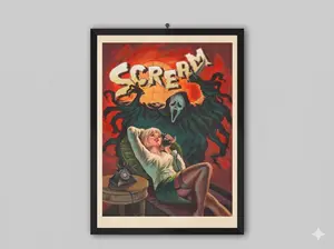 Scream (1996) Vintage Horror Poster - Retro Wes Craven Film Art Print - Classic Slasher Movie Wall Decor for Home Theater