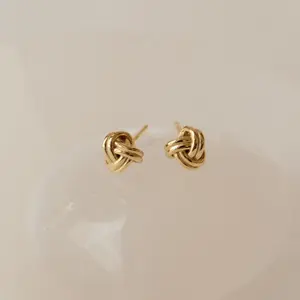 Love Knot Studs by Caitlyn Minimalist - Dainty Knot Stud Earrings in 18K Gold Finish and Sterling Silver - Minimalist Jewelry - Bridal Shower Gift for Her
