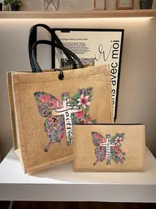 Women's Inspirational Christian Handbag Tote Bag, Bible Verse Shoulder Bag, Simple Small Makeup Bag, Large Capacity Travel Bag, Top Handle Tote