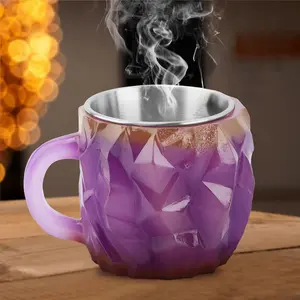 Mineral Crystal Coffee Mugs, Traditional Tea Cup, Natural Mineral Crystal Coffee Mug,Drinkware for Home Office,The ideal choice for Christmas gifts