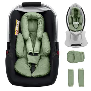 Infant Car Seat Head Support with Extra Shoulder Covers Thickened Breathable Carseat Cushion for Baby Newborn Stroller Swing Insert