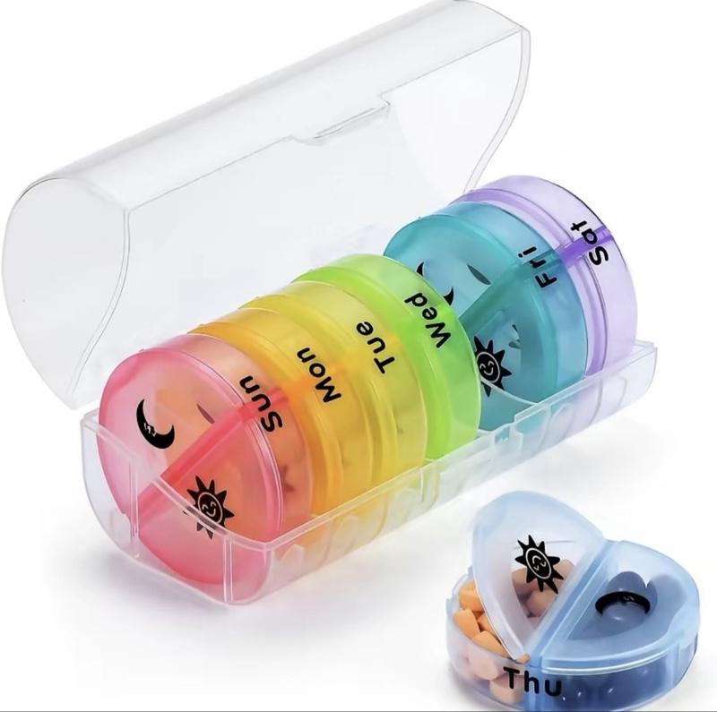 Weekly Pill Organizer, Medicine Organizer, Supplement Organizer, 7-day Large Capacity Pill & Vitamin Storage Box, Summer Essentials Portable Pill Box for Travel & Home Use, Organizer Storage