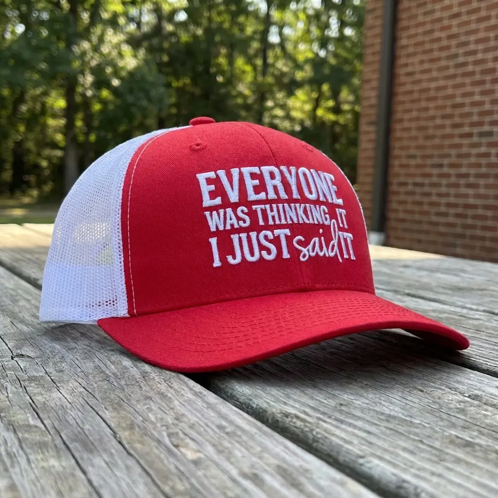 "Everyone Was Thinking It I Just Said It" Red-White Mesh Baseball Hat, Adjustable Unisex Streetwear Cap, Viral TikTok Trend Gift, Casual Outdoor Hip Hop Summer Hat (USA-Styled)