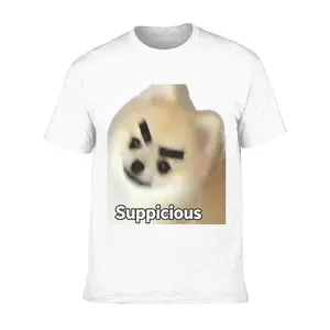 Suppicious Thick Drawn Bold Eyebrow Cheems Shiba Skeptical Judging Viral Unisex Oversized 100 Cotton Crew Neck Graphic Casual Streetwear Shirt For Funny Misspelled Meme & Dog Meme Fans women's