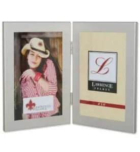 212 MAIN Brushed Silver 4x6 Double-Hinge Metal Photo Frame, Sturdy Nursery Decor for Baby & Maternity Spaces