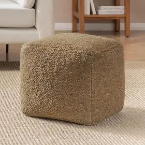 Pouf Ottoman Foot Rest, Handmade Ottoman Pouf, Comfortable Foot Stool, Decorative Floor Seating for Living Room, Bedroom & Home Decor Accent - Mustard