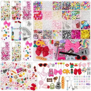 2450/4995pcs Junk case Charms Kit, Phone Case with Big Kit,Letter Beads,Beads Bow Flatback Pearls,Star,Love, Candy Charms for Personalization