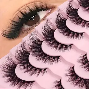 Natural False Eyelashes, 10 Pairs Wispy Faux Cluster Lashes, Natural Curling Eye Makeup Strip Lashes, Mega Volume Lashes, Volumized False Eyelashes for Women and Girls, Diy Dramatic Lashes