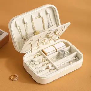 Portable Mini Suitcase Jewelry Box, 1 Count Zipper Jewelry Storage Case, Multifunctional Storage Box for Rings, Earrings, Necklaces, Bracelets