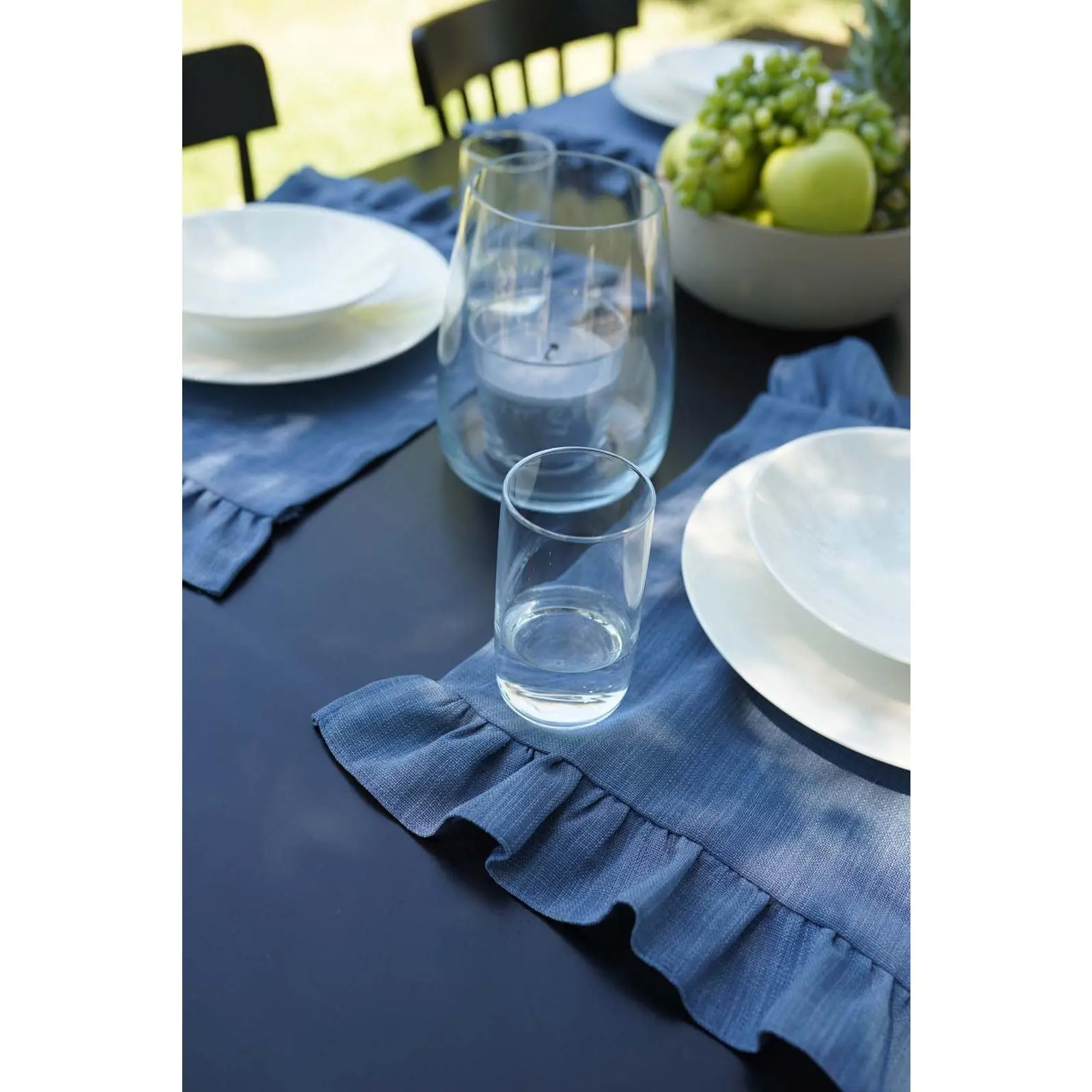 Placemat Capri with Ruffle- Indigo