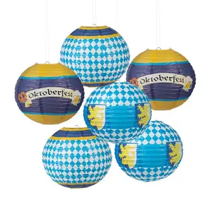 12" Oktoberfest Hanging Paper Lanterns - 6 Pc.