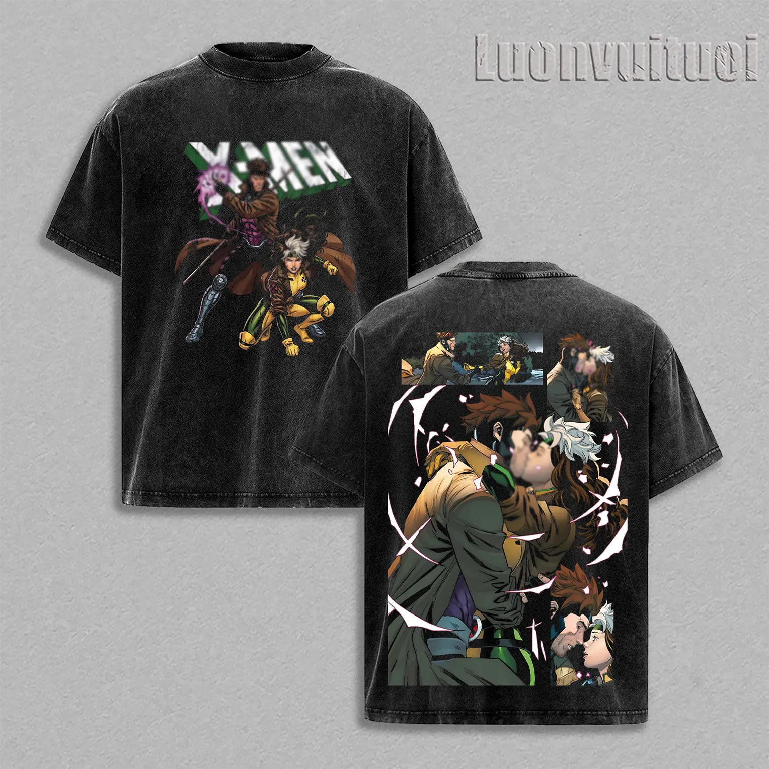 Style 90s X-Men Blue vs Gold Team Gambit Rogue Premium Cotton T-Shirt & Tank Top, Retro 1990s Mutant Graphic Shirt,  Retro T-Shirt, Character Fans Shirt, Fans T-Shirt
