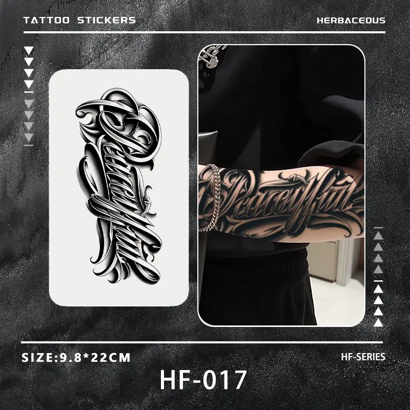 Peaceful Peaceful Script Vintage Chicano Street Temporary Tattoo Stickers, Fake Tattoos, Waterproof Long-Lasting 7-15 Days, Semi-Permanent Herbal Tattoos