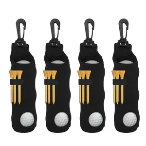 4-Pack Neoprene Golf Ball Bags with Carabiner Clip, Portable Zipper Pouch for Golf Balls & Tees, Large Capacity Storage Holder, Great Gift for Golfers