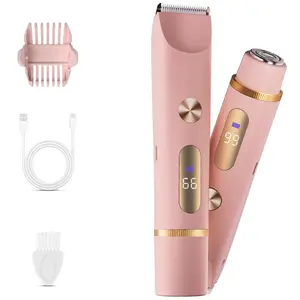 Bikini Trimmer for Women, 2 in 1 Electric Shaver for Women, Rechargeable Electric Razor Body Hair Trimmer Wet & Dry Use