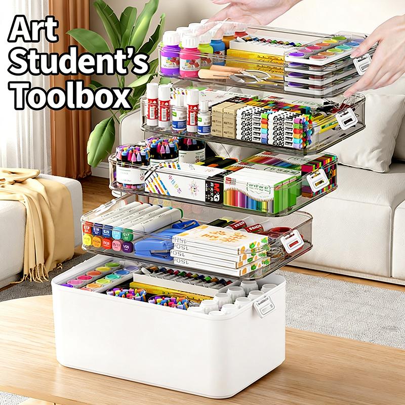 layer Plastic Storage Box | Transparent Organizing Box with Handles - Durable and Easy to Clean - Suitable for