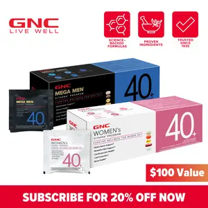 2 Boxes of GNC 40+ Vitapak: Curated Supplements for Women/Men 40+,Stress Support,Bone Health & Omega-3s, Healthcare, Edible Dietary Supplement, Overall Wellness, Fitness, Jumpstart