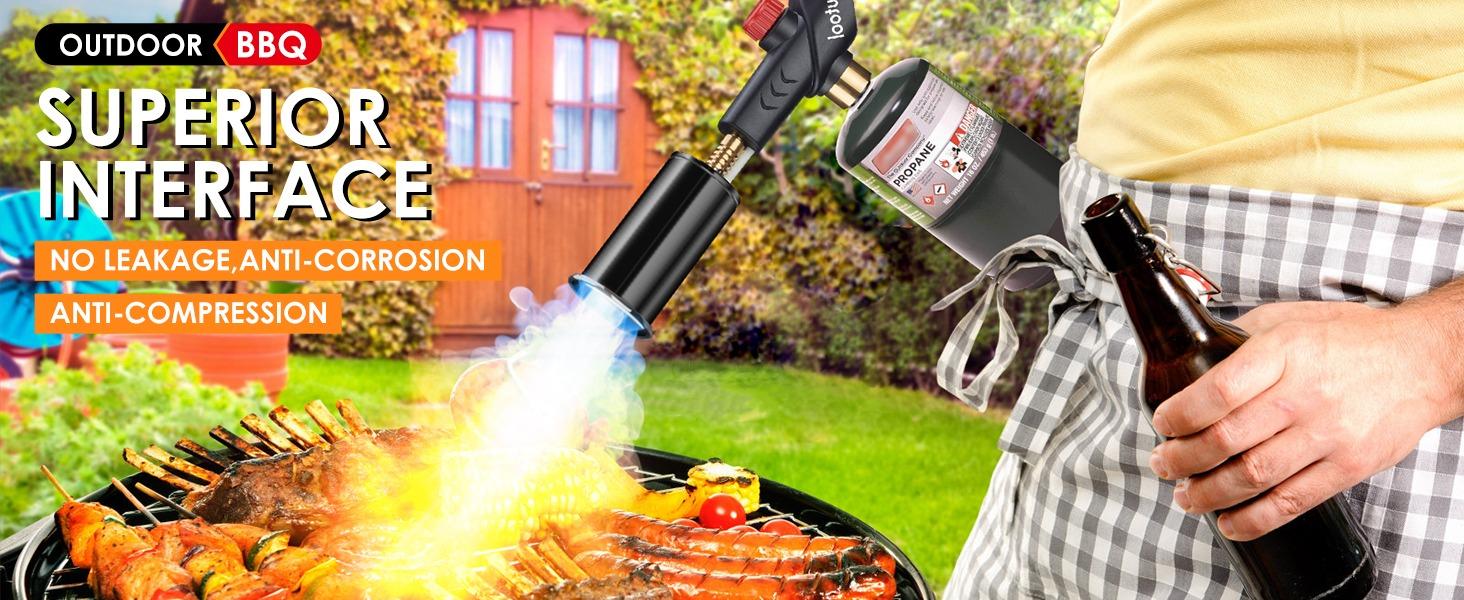 Propane Cooking Torch, Torch Head for Propane Tank with Igniter Searing Torch for Sous Vide Charcoal Torch Lighter BBQ Grill Flame Thrower Campfire Starter (Propane Tank Not Included)
