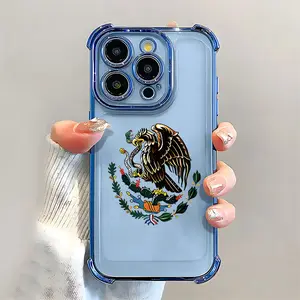 Mexican Golden Eagle Badge Flag Four Corner Airbag Anti-Collision Electroplated Soft&Flexible TPU Silicone Phone Case For iPhone 17 Pro Max AIR 16 15 14 13 12 11 Plus XSMAX Cases Durable|Shockproof|Full Camera Protection|Gift For Men Women