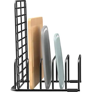 Board Organizer and Baking Sheet Rack, 1-Pack Black Heavy Duty Metal Cookie Sheet Organizer for  Board Storage & Plate Holder for Cabinet, Tray Dividers for Cabinets