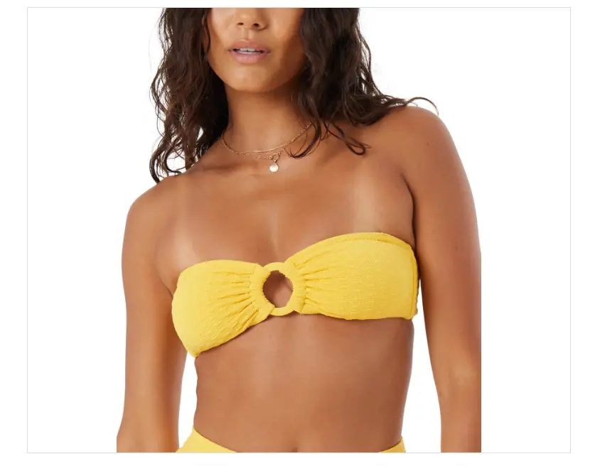 Roxy Women's Haliewa Bandeau Bikini Top, in Golden Rod, Size Medium | by West Marine