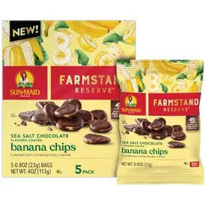 Farmstand Reserve Sea Salt Chocolate Coated Banana Chips (5) 0.8 oz Snack Bag Chocolate Covered Snack