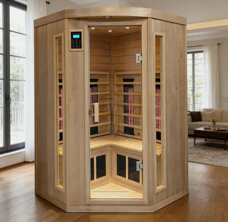 Hemlock Corner Far Infrared Sauna for 2Person 4 Ceramic Tubes Saunas Detox 1750W