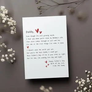 Happy Fathers Day From The Bump Card, New Daddy Fathers Day Gift, Dad To Be From Unborn Baby Greeting Card, Future Dad Folded Card | Gift Card with Envelope