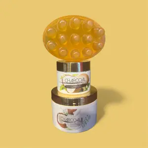 Charcoal coco Grimel set   4oz body cream 2oz face cream4.5 oz soaps