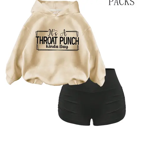 Women's Two-Piece Set, Loose-Fit Thick Fabric, Casual Style, Regular Length, Print, Perfect for Fall & Winter, Daily & Outdoor Use