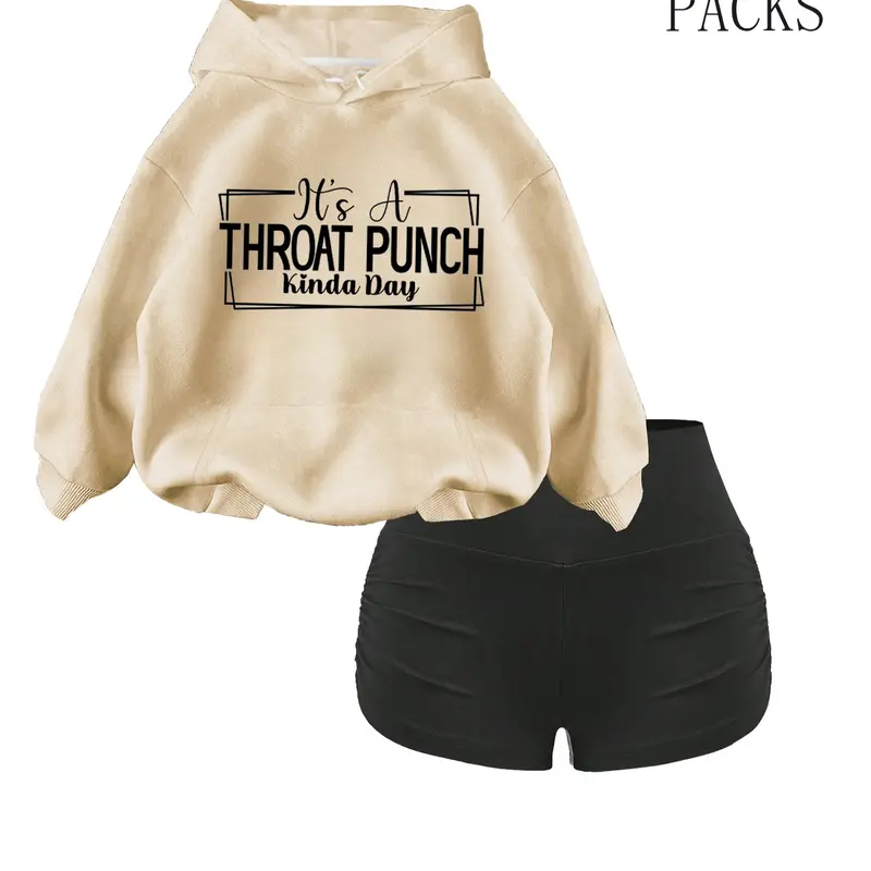 Women's Two-Piece Set, Loose-Fit Thick Fabric, Casual Style, Regular Length, Print, Perfect for Fall & Winter, Daily & Outdoor Use