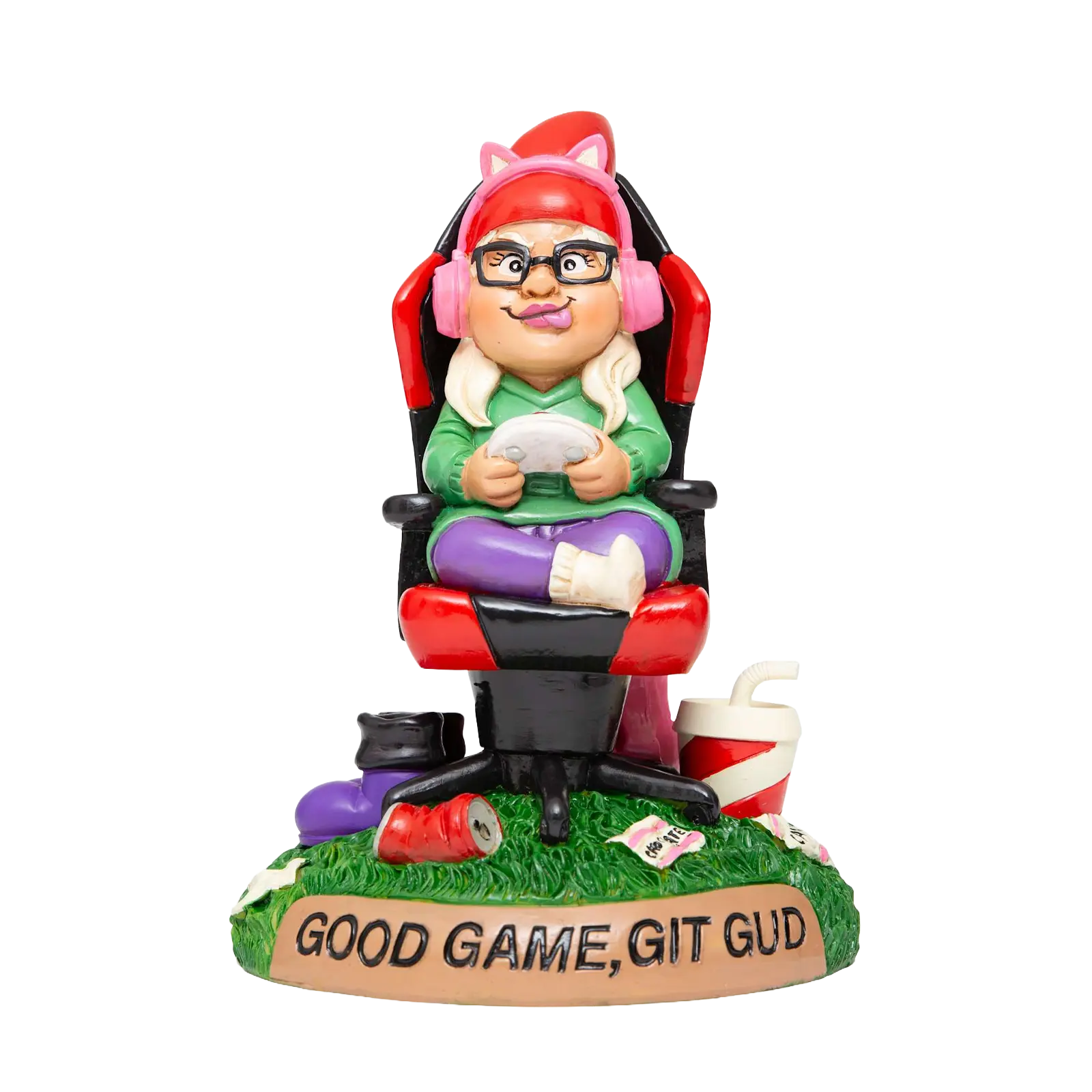 BigMouth Gamer Garden Gnome — 10 in Funny Gaming Gnome Statue, Weather-Resistant Painted Lawn Ornament for Yard, Garden or Desk, Gag Gift for Gamers & Virtual Reality Fans