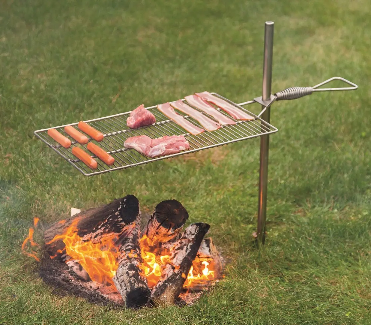 CAMPFIRE GRILL SET - Adjustable Stainless Steel 24" x 14" Cooking Surface